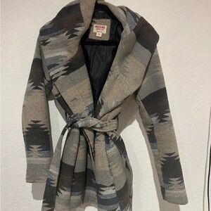 Mossimo Gray and Blue Patterned Coat